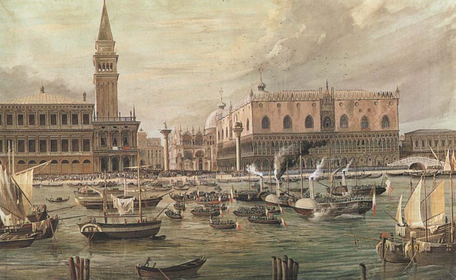 Luigi Querena The Arrival in Venice of Napoleon-s Troops